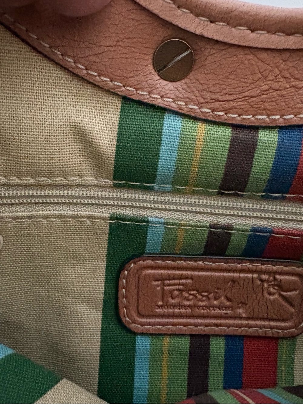 Fossil Tan Woven Tote with Circular Wood Handles - Picture 11 of 14